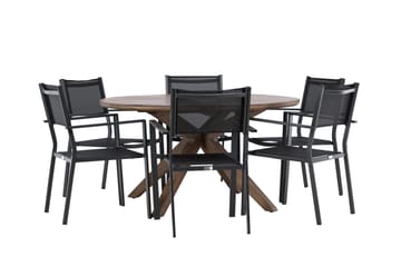 Matgrupp Utomhus Rosario 140 cm Rund med 6 Copacabana Utestolar - Brun - Utemöbler & utemiljö - Utegrupp - Matgrupp utomhus