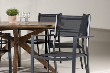 Matgrupp Utomhus Rosario 140 cm Rund med 6 Copacabana Utestolar - Brun - Utemöbler & utemiljö - Utegrupp - Matgrupp utomhus