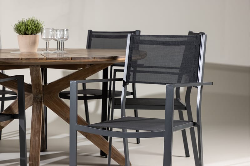 Matgrupp Utomhus Rosario 140 cm Rund med 6 Copacabana Utestolar - Brun - Utemöbler & utemiljö - Utegrupp - Matgrupp utomhus
