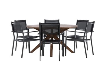 Matgrupp Utomhus Rosario 140 cm Rund med 6 Copacabana Utestolar - Brun - Utemöbler & utemiljö - Utegrupp - Matgrupp utomhus