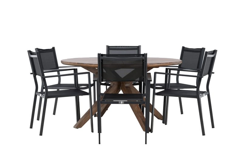 Matgrupp Utomhus Rosario 140 cm Rund med 6 Copacabana Utestolar - Brun - Utemöbler & utemiljö - Utegrupp - Matgrupp utomhus