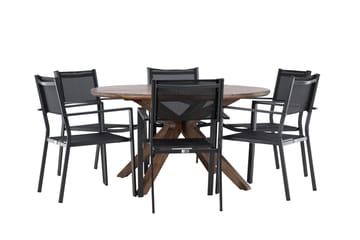 Matgrupp Utomhus Rosario 140 cm Rund med 6 Copacabana Utestolar - Brun - Utemöbler & utemiljö - Utegrupp - Matgrupp utomhus