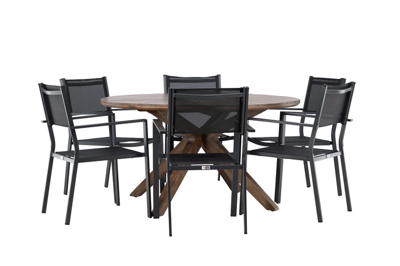 Matgrupp Utomhus Rosario 140 cm Rund med 6 Copacabana Utestolar - Brun - Utemöbler & utemiljö - Utegrupp - Matgrupp utomhus