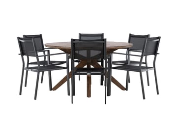 Matgrupp Utomhus Rosario 140 cm Rund med 6 Copacabana Utestolar - Brun - Utemöbler & utemiljö - Utegrupp - Matgrupp utomhus