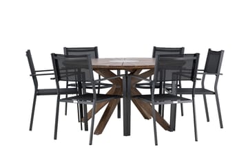 Matgrupp Utomhus Rosario 140 cm Rund med 6 Copacabana Utestolar - Brun - Utemöbler & utemiljö - Utegrupp - Matgrupp utomhus