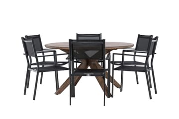 Matgrupp Utomhus Rosario 140 cm Rund med 6 Copacabana Utestolar - Brun - Utemöbler & utemiljö - Utegrupp - Matgrupp utomhus