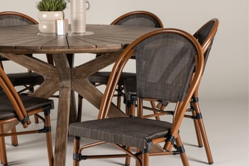 Matgrupp Utomhus Rosario 140 cm Rund med 6 Guarda Utestolar - Brun - Utemöbler & utemiljö - Utegrupp - Matgrupp utomhus