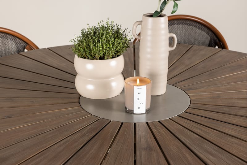 Matgrupp Utomhus Rosario 140 cm Rund med 6 Guarda Utestolar - Brun - Utemöbler & utemiljö - Utegrupp - Matgrupp utomhus