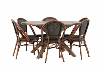 Matgrupp Utomhus Rosario 140 cm Rund med 6 Guarda Utestolar - Brun - Utemöbler & utemiljö - Utegrupp - Matgrupp utomhus