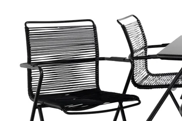 Rosasco Matgrupp Utomhus 160 cm + 6 Utestolar - Glas/Svart - Utemöbler & utemiljö - Utegrupp - Matgrupp utomhus