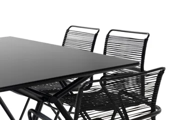 Rosasco Matgrupp Utomhus 160 cm + 6 Utestolar - Glas/Svart - Utemöbler & utemiljö - Utegrupp - Matgrupp utomhus