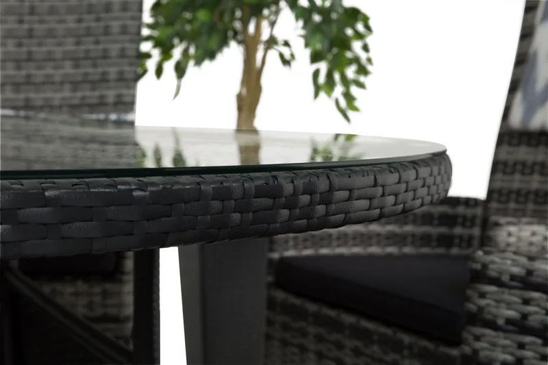 Round Matgrupp Ø140 + 6 Jenny Ställbar Fåtölj - Svart/Grå - Utemöbler & utemiljö - Utegrupp - Matgrupp utomhus