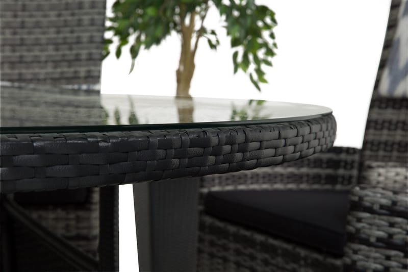 Round Matgrupp Ø140 + 6 Jenny Ställbar Fåtölj - Svart/Grå - Utemöbler & utemiljö - Utegrupp - Matgrupp utomhus