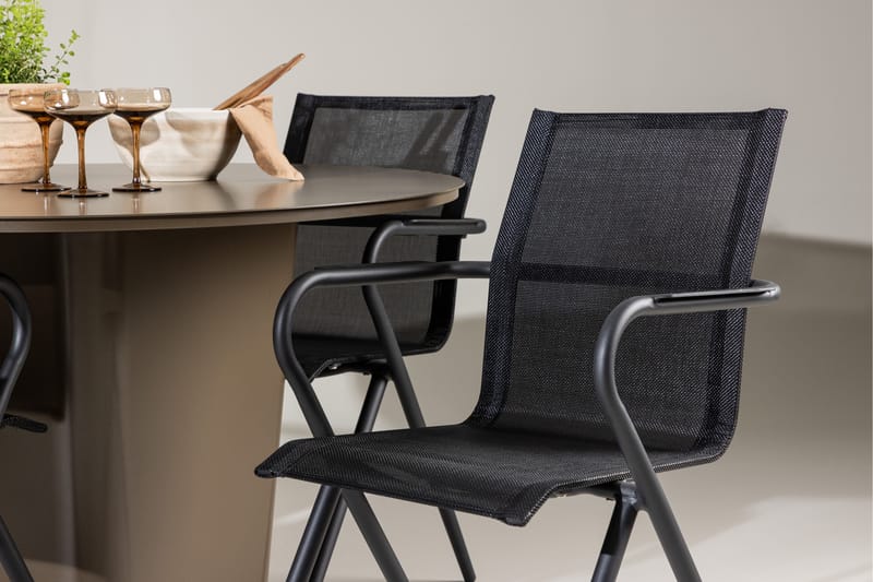 Matgrupp Utomhus Santa 120 cm Rund med 4 Alina Utestolar - Brun - Utemöbler & utemiljö - Utegrupp - Matgrupp utomhus