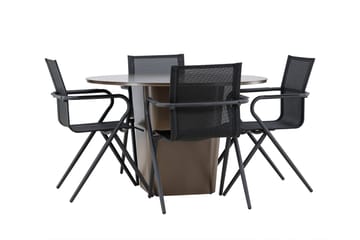 Matgrupp Utomhus Santa 120 cm Rund med 4 Alina Utestolar - Brun - Utemöbler & utemiljö - Utegrupp - Matgrupp utomhus