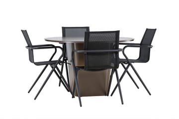 Matgrupp Utomhus Santa 120 cm Rund med 4 Alina Utestolar - Brun - Utemöbler & utemiljö - Utegrupp - Matgrupp utomhus