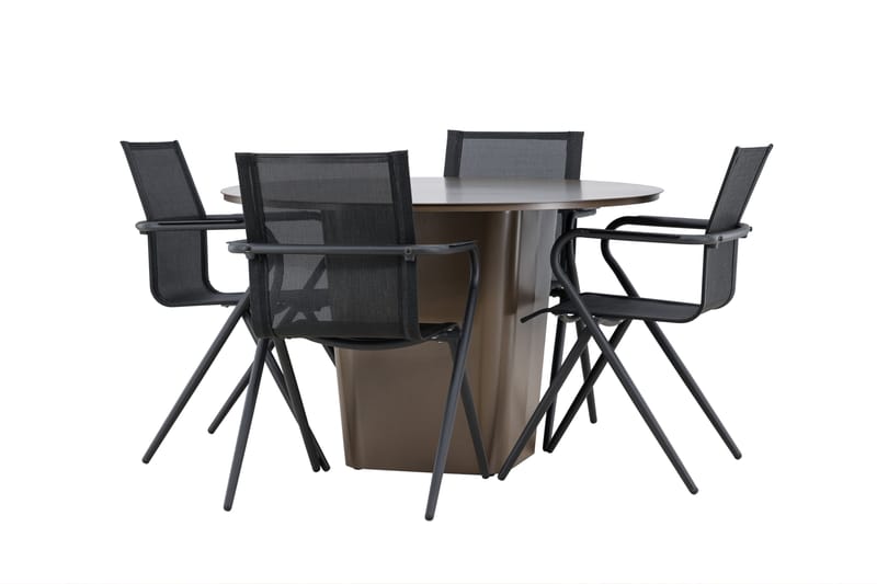 Matgrupp Utomhus Santa 120 cm Rund med 4 Alina Utestolar - Brun - Utemöbler & utemiljö - Utegrupp - Matgrupp utomhus