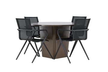 Matgrupp Utomhus Santa 120 cm Rund med 4 Alina Utestolar - Brun - Utemöbler & utemiljö - Utegrupp - Matgrupp utomhus