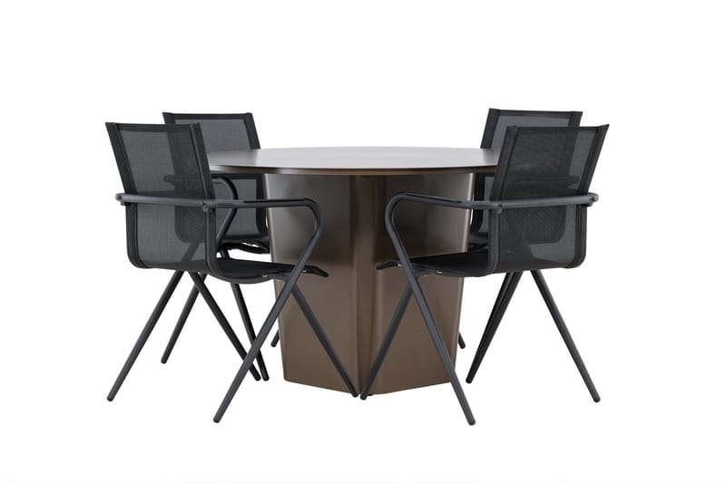 Matgrupp Utomhus Santa 120 cm Rund med 4 Alina Utestolar - Brun - Utemöbler & utemiljö - Utegrupp - Matgrupp utomhus