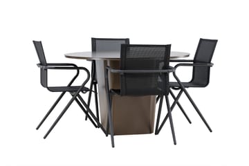 Matgrupp Utomhus Santa 120 cm Rund med 4 Alina Utestolar - Brun - Utemöbler & utemiljö - Utegrupp - Matgrupp utomhus