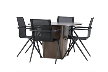 Matgrupp Utomhus Santa 120 cm Rund med 4 Alina Utestolar - Brun - Utemöbler & utemiljö - Utegrupp - Matgrupp utomhus