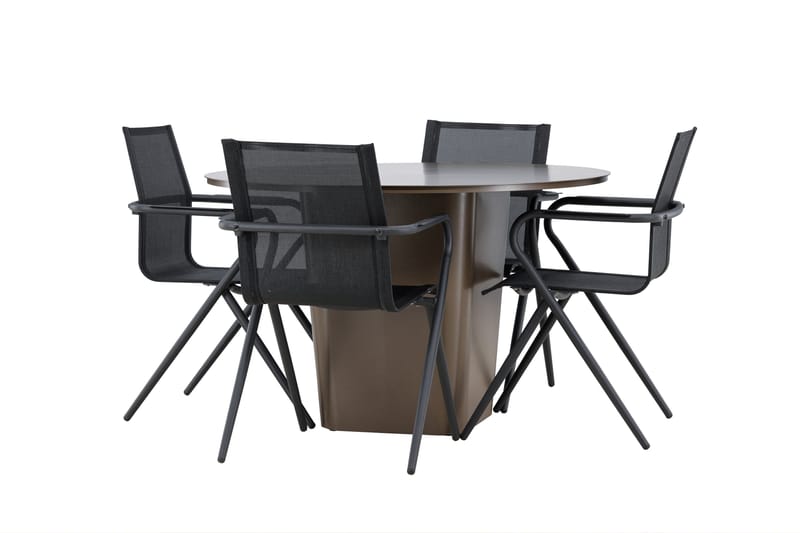 Matgrupp Utomhus Santa 120 cm Rund med 4 Alina Utestolar - Brun - Utemöbler & utemiljö - Utegrupp - Matgrupp utomhus