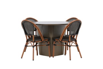 Matgrupp Utomhus Santa 120 cm Rund med 4 Guarda Utestolar - Brun - Utemöbler & utemiljö - Utegrupp - Matgrupp utomhus