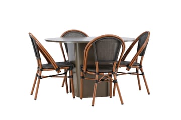 Matgrupp Utomhus Santa 120 cm Rund med 4 Guarda Utestolar - Brun - Utemöbler & utemiljö - Utegrupp - Matgrupp utomhus