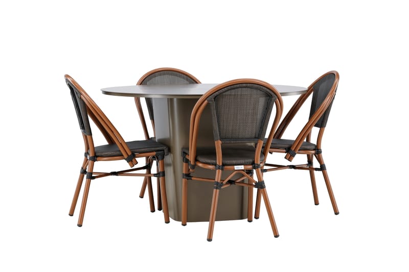 Matgrupp Utomhus Santa 120 cm Rund med 4 Guarda Utestolar - Brun - Utemöbler & utemiljö - Utegrupp - Matgrupp utomhus