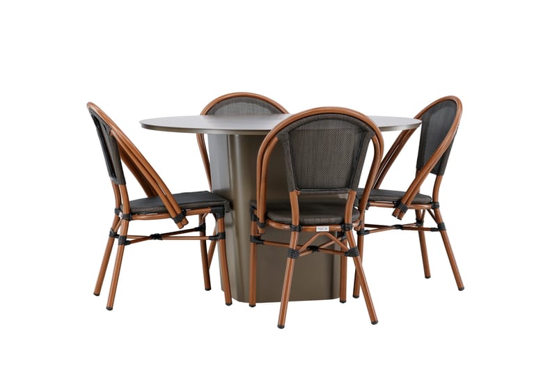 Matgrupp Utomhus Santa 120 cm Rund med 4 Guarda Utestolar - Brun - Utemöbler & utemiljö - Utegrupp - Matgrupp utomhus