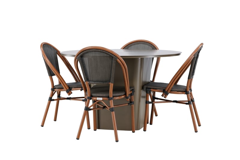 Matgrupp Utomhus Santa 120 cm Rund med 4 Guarda Utestolar - Brun - Utemöbler & utemiljö - Utegrupp - Matgrupp utomhus