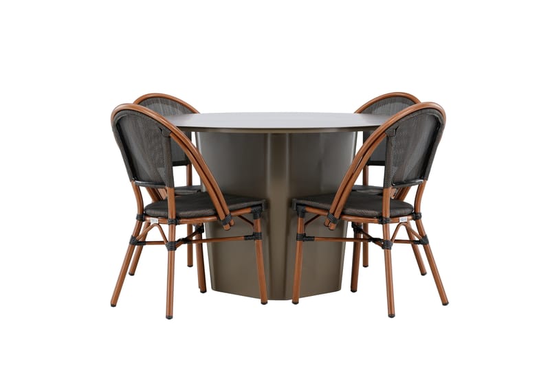 Matgrupp Utomhus Santa 120 cm Rund med 4 Guarda Utestolar - Brun - Utemöbler & utemiljö - Utegrupp - Matgrupp utomhus