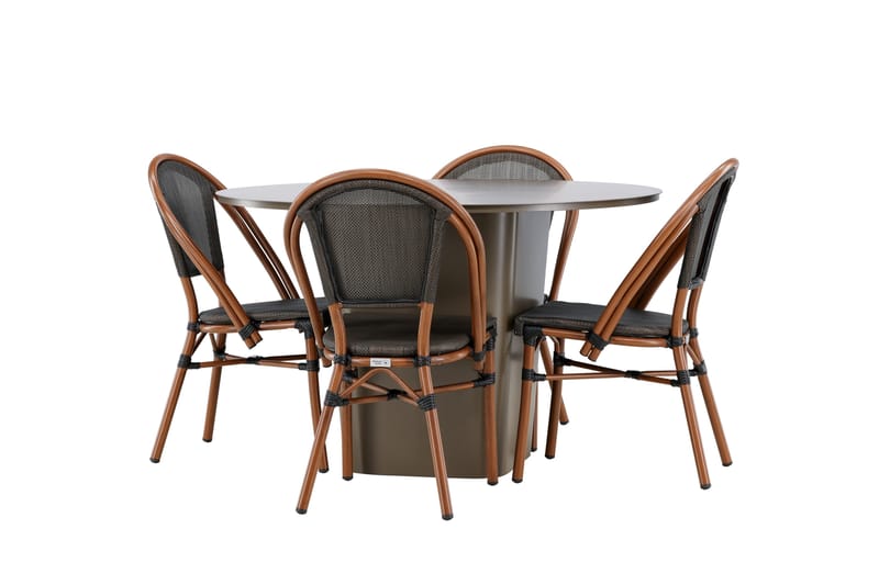 Matgrupp Utomhus Santa 120 cm Rund med 4 Guarda Utestolar - Brun - Utemöbler & utemiljö - Utegrupp - Matgrupp utomhus