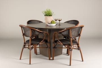 Matgrupp Utomhus Santa 120 cm Rund med 4 Vila Real Utestolar - Brun - Utemöbler & utemiljö - Utegrupp - Matgrupp utomhus