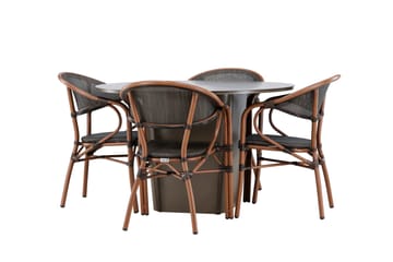 Matgrupp Utomhus Santa 120 cm Rund med 4 Vila Real Utestolar - Brun - Utemöbler & utemiljö - Utegrupp - Matgrupp utomhus