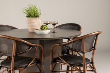 Matgrupp Utomhus Santa 120 cm Rund med 4 Vila Real Utestolar - Brun - Utemöbler & utemiljö - Utegrupp - Matgrupp utomhus