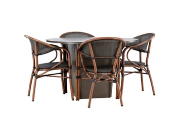 Matgrupp Utomhus Santa 120 cm Rund med 4 Vila Real Utestolar - Brun - Utemöbler & utemiljö - Utegrupp - Matgrupp utomhus