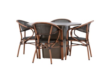 Matgrupp Utomhus Santa 120 cm Rund med 4 Vila Real Utestolar - Brun - Utemöbler & utemiljö - Utegrupp - Matgrupp utomhus