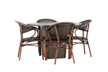 Matgrupp Utomhus Santa 120 cm Rund med 4 Vila Real Utestolar - Brun - Utemöbler & utemiljö - Utegrupp - Matgrupp utomhus