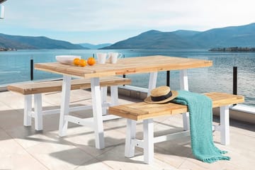 Scania Trädgårdmöbelset 170 cm + 2 Bänkar Utomhus - Vit - Utemöbler & utemiljö - Utegrupp - Matgrupp utomhus