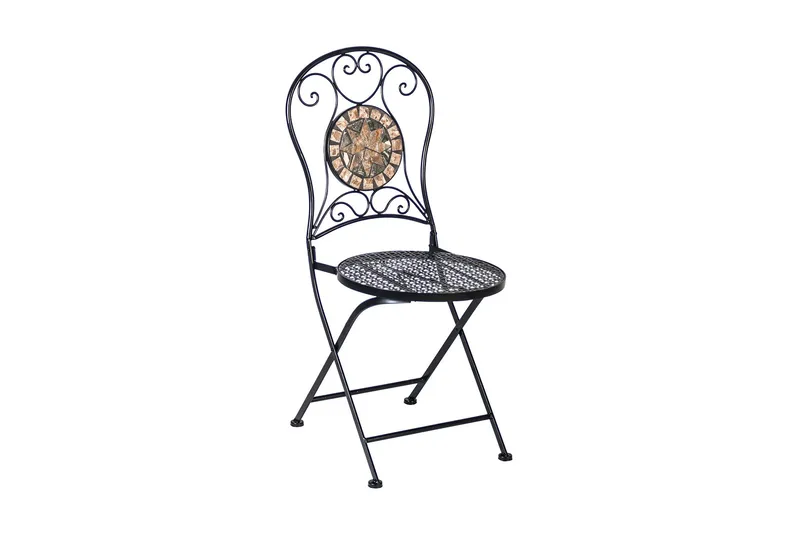 Set Mosaic Utebord Och 4 Utestolar Metallram Svart - Utemöbler & utemiljö - Utegrupp - Matgrupp utomhus