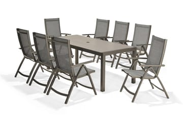 Solana Matgrupp Utomhus 201 cm + 8 Positionsstolar - Grå - Utemöbler & utemiljö - Utegrupp - Matgrupp utomhus