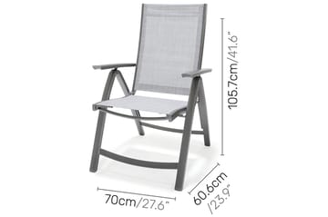 Solana Matgrupp Utomhus 88 cm + 4 Positionsstolar - Grå - Utemöbler & utemiljö - Utegrupp - Matgrupp utomhus