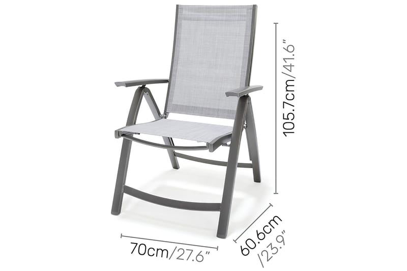 Solana Matgrupp Utomhus 88 cm + 4 Positionsstolar - Grå - Utemöbler & utemiljö - Utegrupp - Matgrupp utomhus