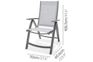 Solana Matgrupp Utomhus 88 cm + 4 Positionsstolar - Grå - Utemöbler & utemiljö - Utegrupp - Matgrupp utomhus