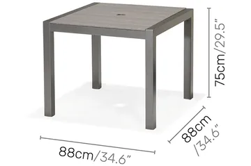 Solana Matgrupp Utomhus 88 cm + 4 Positionsstolar - Grå - Utemöbler & utemiljö - Utegrupp - Matgrupp utomhus