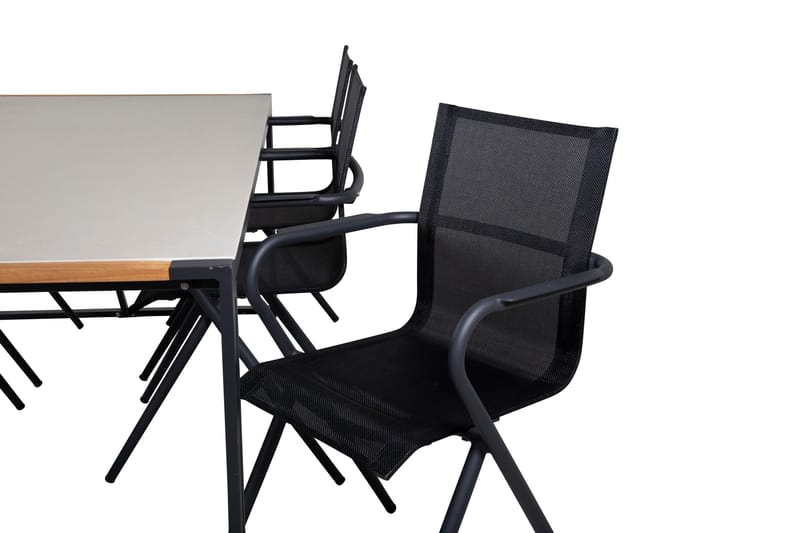 Texas Matgrupp Utomhus 200cm + 6 Alina Matstolar - Svart/Grå - Utemöbler & utemiljö - Utegrupp - Matgrupp utomhus