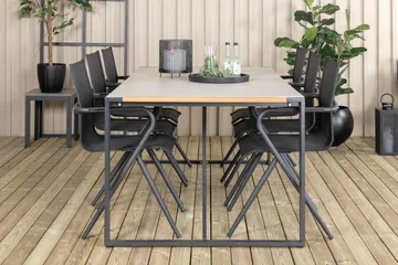 Texas Matgrupp Utomhus 200cm + 6 Alina Matstolar - Svart/Grå - Utemöbler & utemiljö - Utegrupp - Matgrupp utomhus