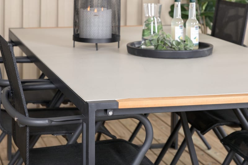 Texas Matgrupp Utomhus 200cm + 6 Alina Matstolar - Svart/Grå - Utemöbler & utemiljö - Utegrupp - Matgrupp utomhus