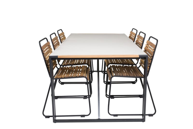 Texas Matgrupp Utomhus 200cm + 6 Bois Matstolar, Natur/Svart